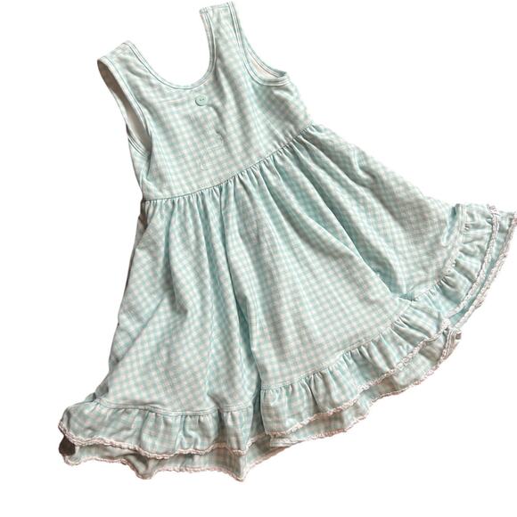Jane + Jo Other - Jane + Jo 4t Wide Strap Tank Dress Turquoise Gingham Cottagecore Fairycore READ